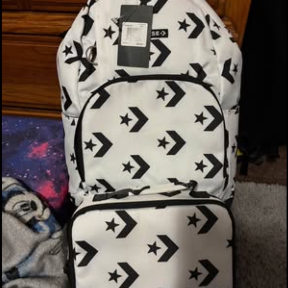 Converse Star Patterned Black and White Backpack